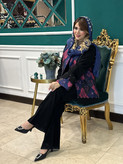 مانتو و شلوار زنانه مجلسی جواهردوزی ژاکارد ماریا
